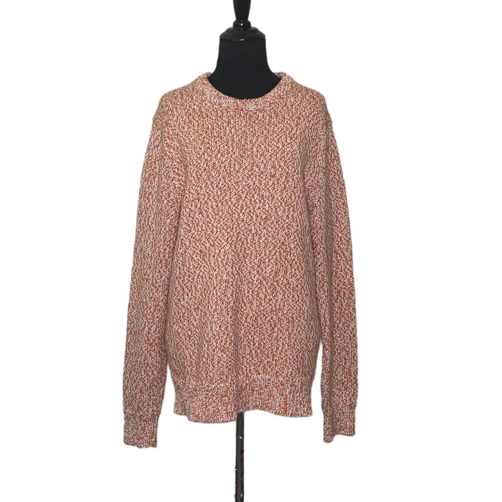 J. Crew orange white speckled crew neck long sleeves sweater size M